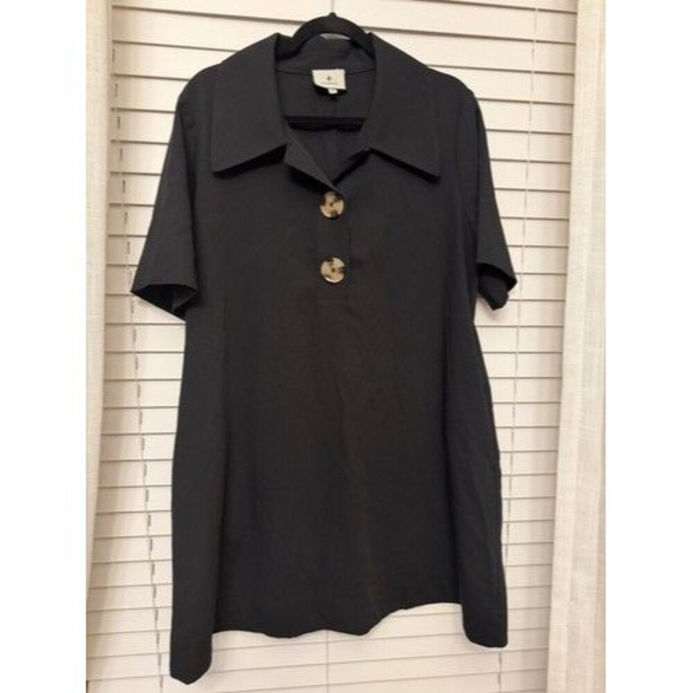 Tuckernuck Black Scout Collared Dress Turquoise Button Front XL